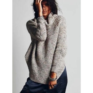 Free People Dylan Knit Neutral Cowl Neck Sweater